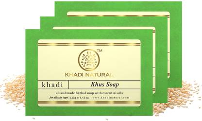 KHADI NATURAL Hand Made Khus Soap (Pack of 3)