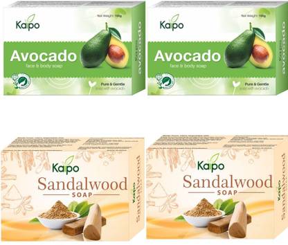 KAIPO Avocado Soap & Sandalwood Soap for Provides natural skin glow (Pack of 4)