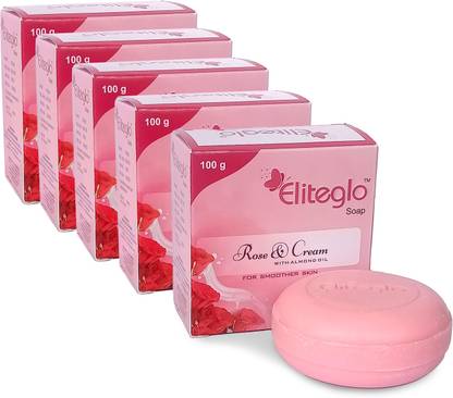 Eliteglo Rose and Cream Soap For All Skin Types (Pack of 5)