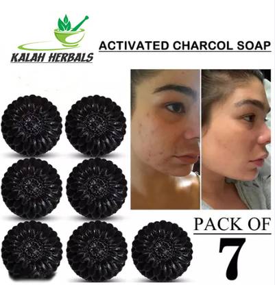 Kalah Herbals ACTIVATED CHARCOAL Natural Hand Made Soap Pack of 7
