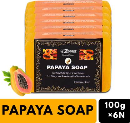 ZOOMZ Papaya Soap Combo of 6 – Natural Body & Face Soap - Chemical Free
