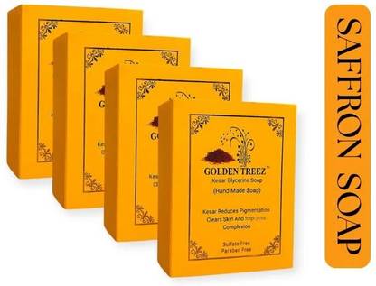 Golden Treez saffron handmade bath bar tan removal acne pimple natural bathing kesar soap