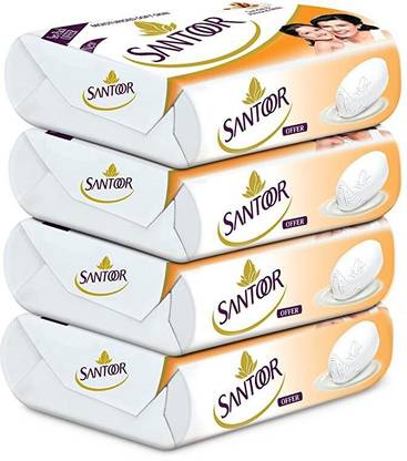 Santoor Almond Soft with Sandal & Almond Milk 4*100g @ (400g)
