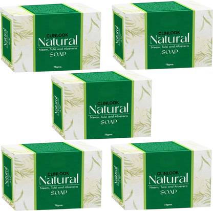 clin look NATURAL SOAP FOR ALOEVERA & TULSI FOR HEALTHY SKIN PACK OF 5