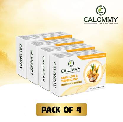CALOMMY Gram Flour & Turmeric Soap, 400g (100gx4) (Pack of 4)
