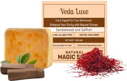 Veda Luxe Natural Magic Soap Sandalwood & Saffron | Tan Removal & Brightening