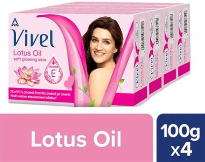 Vivel Bathing Bar Lotus Oil and Vitamin E Pack Of 4