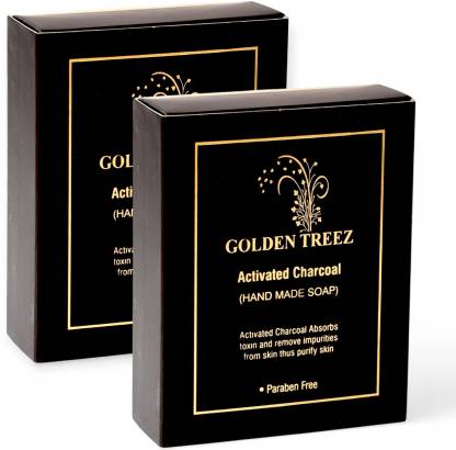 Golden Treez Charcoal Handmade Soap For Skin Brightening Natural Soap Pack of 2