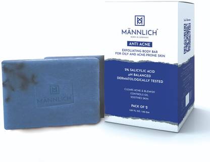 Mannlich Anti Acne Soap with 2% Salicylic & Lactic Acid | Prevents Acne, Blemishes, Scars