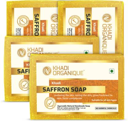 khadi ORGANIQUE Organique Saffron Soap04( Pack of 4)