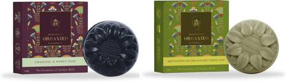 organiko Beautifying Life Skin Care Nourishing Deep Cleansing Soap For All Skin Types Combo (Charcoal + Tea Tree)