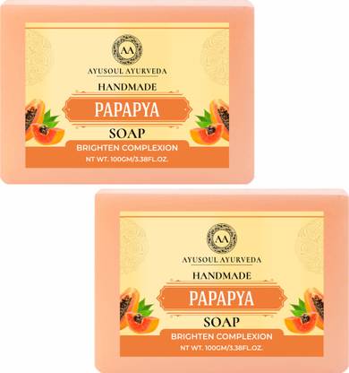 Ayusoul Ayurveda Khadi Herbal Natural Papaya Bath Soap for Soothing & Natural Skin