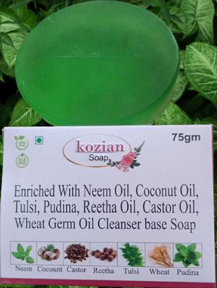 KOZIAN Tulsi Pudina & Wheat germ oil with Coconut Reetha Oil cleanser base soap