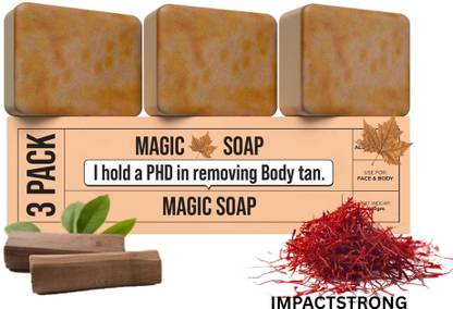 IMPACTSTRONG Ghar Soap Chandan Kesar Bath Bar home Pack of 3 Handmade and Paraben Free