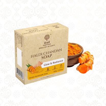 Khadi Essentials Haldi Chandan Herbal Handmade Soap for Glow & Radiance, Keep Skin Moisturised
