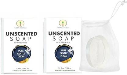 Green Junction Unscented Glycerine Soap - Set of Two Gentle & Odorless