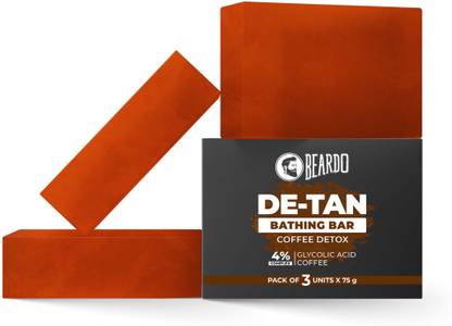 BEARDO De-Tan Soap for Men | 4% Glycolic Acid + Caffeine | Tan Removal