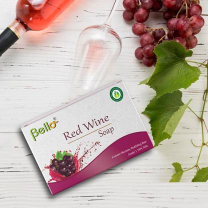 Bello Red Wine Bathing Soap Bar for Body & Face, Reduce Fine Lines & Wrinkles 100g