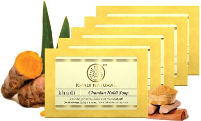 KHADI NATURAL Combo Pack(4+1)-Ayurvedic Chandan Haldi Soap