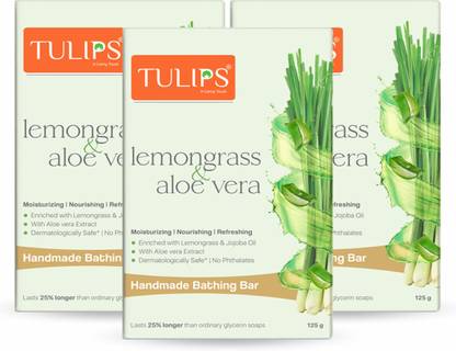 Tulips Moisturizing, Nourishing Refreshing Bathing Bar Soap with Lemongrass & Aloe Vera