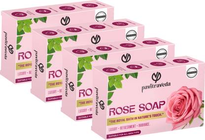 Pavitraveda Rose Soap | Skin Brightening, Hydrating & Gentle Cleansing | Handmade Soap