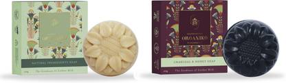 organiko Beautifying Life Skin Care Nourishing Deep Cleansing Soap For All Skin Types Combo (Natural + Charcoal)