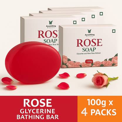 Ayushking health care AyushKing Rose Glycerine Bathing Bar Soap– 100% Natural Rose Glowing & Soft Skin