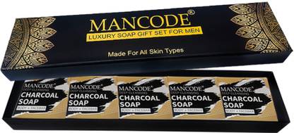 MANCODE Soap Gift Set For Men Pack of 5 Charcoal Soap | Daily Bathing Soap For Men