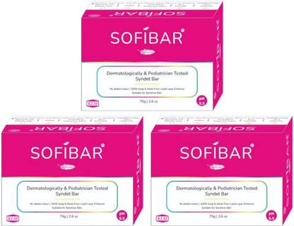 Sofibar Syndet Bar With Skin Friendly pH 5.5 (Pack of 3)