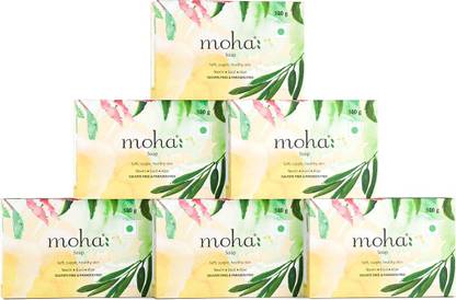 Moha Herbal Soap With Goodness of Aloe Vera Gel, Basil & Neem (Pack of 6)