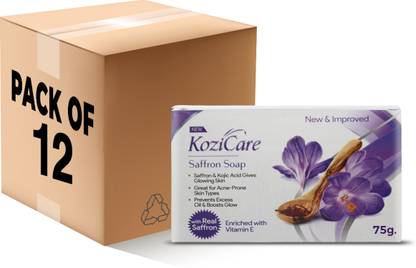Kozicare Saffron Soap | Skin Brightening & Dark Spot Remover -75gm (Pack of 12)