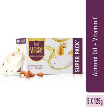 BAJAJ Almond Drops Moisturizing Soap  (5 x 125 g) at Rs. 237