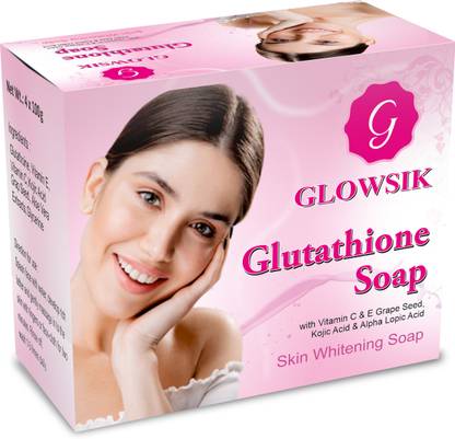 GLOWSIK Glutathione Skin Whitening & Glowing Soap With Vitamin C ,Grape Seed 100 Gm Each