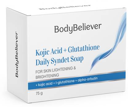 BodyBeliever Kojic Acid, L-glutathione with Alpha Arbutin Daily Syndet Skin Lightening Soap