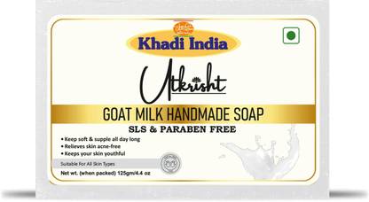 Utkrisht Khadi Handmade Goat Milk Bath Soap Infused with Pure Goatmilk for Skin Benefit