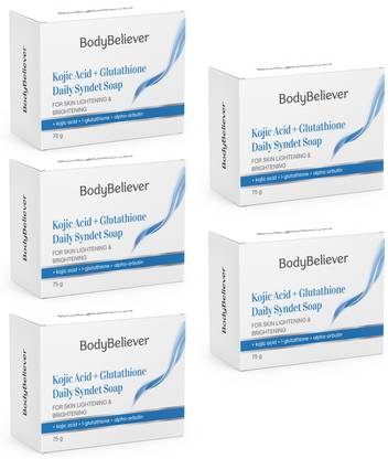 BodyBeliever Kojic Acid, L-glutathione with Alpha Arbutin Daily Syndet Skin Lightening Soap