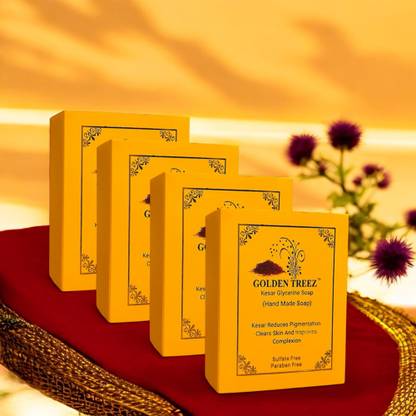 Golden Treez Saffron Handmade Soap For Fairness Natural Soap Pack of 4