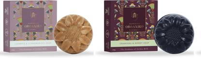 organiko Beautifying Life Skin Care Nourishing Deep Cleansing Soap For All Skin Types Combo (Licorice + Charcoal)