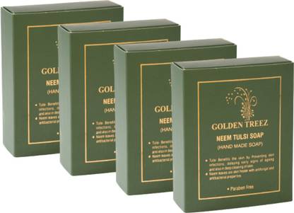 Golden Treez Neem Tulsi Handmade Soap For Glowing Skin Natural Soap Pack of 4