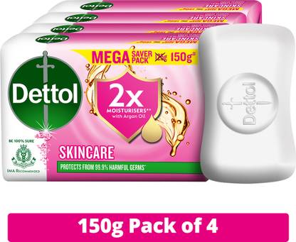 Dettol Skincare Moisturizing Bathing Soap Bar,125g Pack of 4+20% extra free