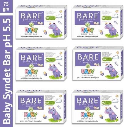 Bareskin Essentials Baby Syndet Bar Baby Soap with Shea Butter - Paraben & SLS Free No-Tear Formula