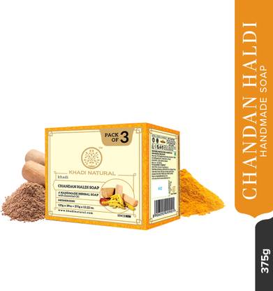 KHADI NATURAL Hand Made Chandan Haldi Soap Pack of 3