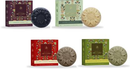 organiko Beautifying Life Skin Care Nourishing Deep Cleansing Soap For All Skin Types Combo (Tea Tree + Natural + Pomegranate + Charcoal)
