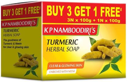 K.P. Namboodiri's Turmeric Herbal Soap 100g (Buy 3 Get 1 Free) - Pack of 2
