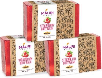 Khadi Mauri Herbal Strawberry Handmade Soaps | Ayurvedic & Herbal Combo