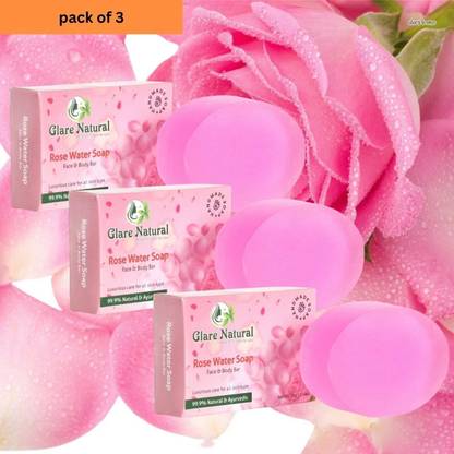 glarenatural Rosewater Glycerin Soap Luxurious Hydration & Glow with Pure Rose Skincare Bar