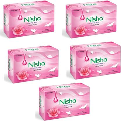 Nisha Excotic Rose Bathing Soap For Glowing Skin Beauty 100 gm each (Pack Of 5)