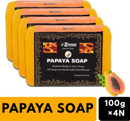 ZOOMZ Papaya Soap Combo of 4 – Natural Body & Face Soap - Chemical Free