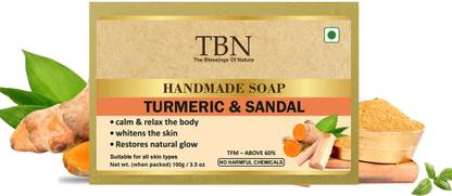 TBN 100% Pure Turmeric & Sandal Face & Body Soap for Skin Brightening, Pigmentation