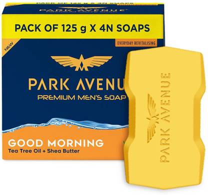 PARK AVENUE Men Set Of 4 Good Morning Premium Soap with Shea Butter & Tea Tree - 125g Each